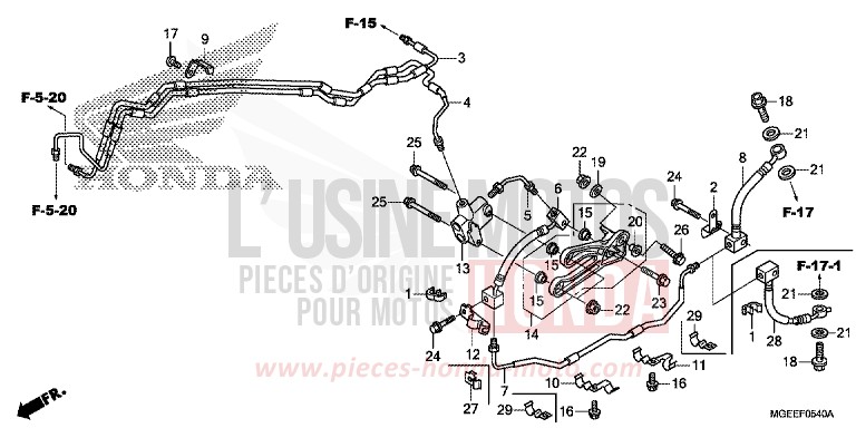 FLEXIBLE DE FREIN de VFR1200F Méca PEARL GLARE WHITE (NHB53) 2015